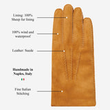 Beatrice - Italian suede leather gloves with luxurious natural sheep fur lining