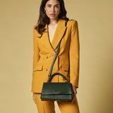 Federica (green) - Italian calf leather women's crossbody bag (with shoulder strap)