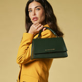 Federica (green) - Italian calf leather women's crossbody bag (with shoulder strap)