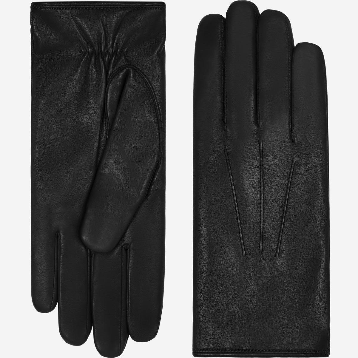 Francesca (black) - Italian lambskin leather gloves with brown rabbit fur lining - Fratelli Orsini - Luxury Leather Gloves - Handmade in Italy - 2