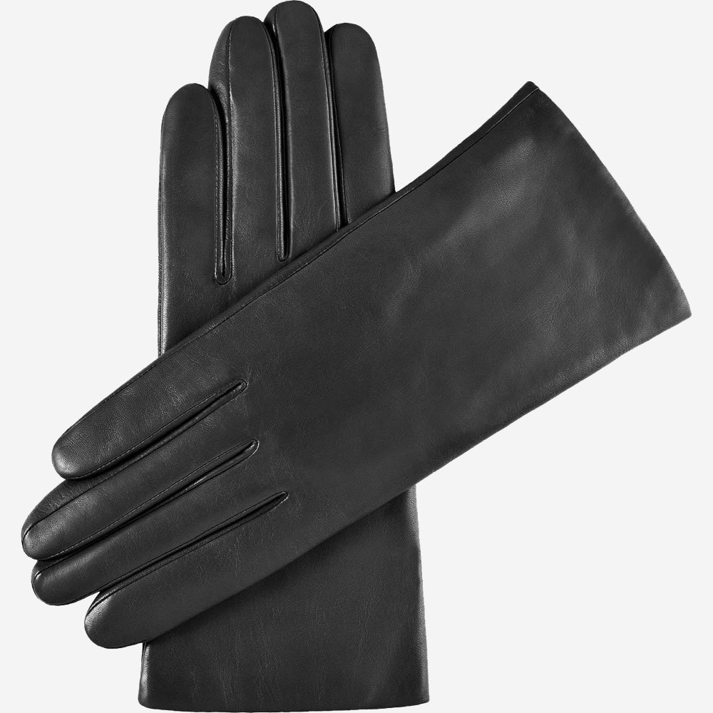 Isabella (black) - Italian lambskin leather gloves with cashmere lining - Fratelli Orsini - Luxury Leather Gloves - Handmade in Italy - 1