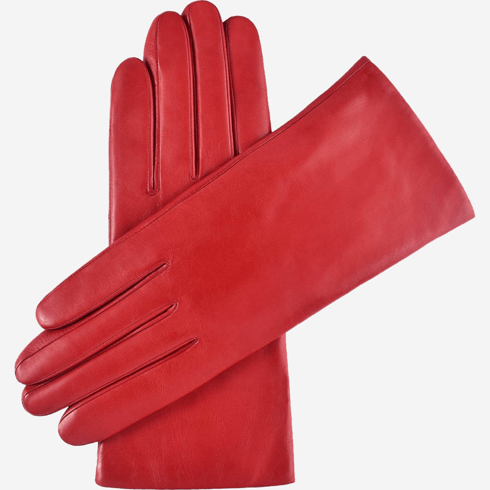 Isabella (red) - Italian lambskin leather gloves with cashmere lining - Fratelli Orsini - Luxury Leather Gloves - Handmade in Italy - 1