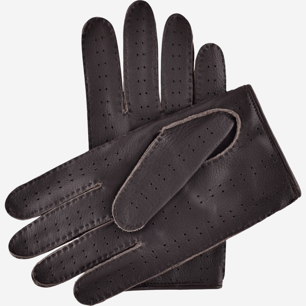 Leonardo (dark brown) - Italian driving gloves made of American deerskin leather - Fratelli Orsini - Luxury Driving Gloves - Handmade in Italy - 4
