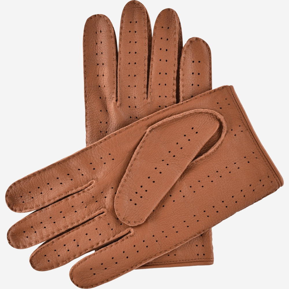 Leonardo (brown) - Italian driving gloves made of American deerskin leather- Fratelli Orsini - Luxury Driving Gloves - Handmade in Italy - 2