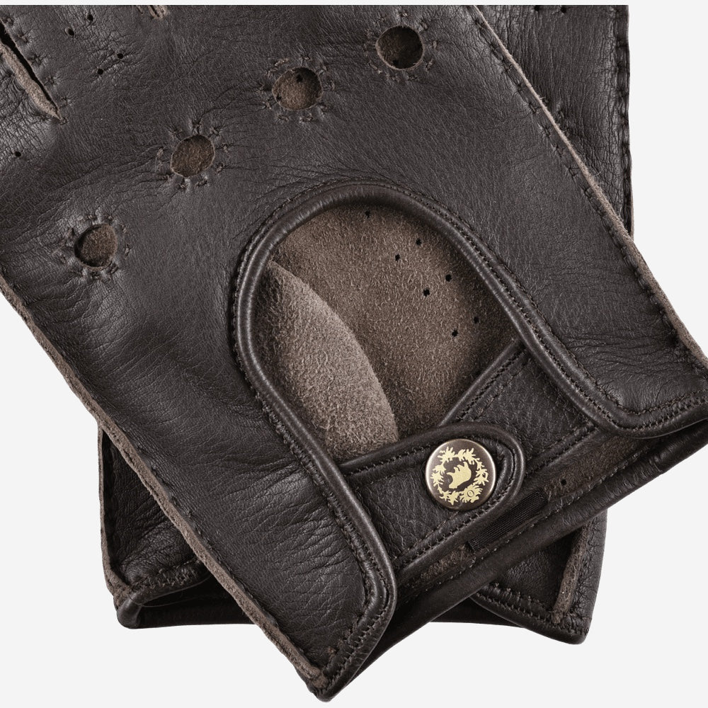 Leonardo (dark brown) - Italian driving gloves made of American deerskin leather - Fratelli Orsini - Luxury Driving Gloves - Handmade in Italy - 2