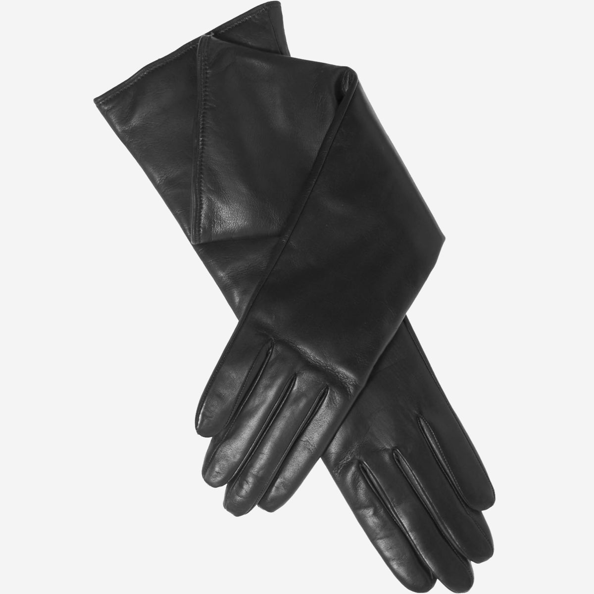 Leonora (black) - Italian cashmere lined 6-button length leather gloves - Fratelli Orsini - Luxury Leather Gloves - Handmade in Italy - 1