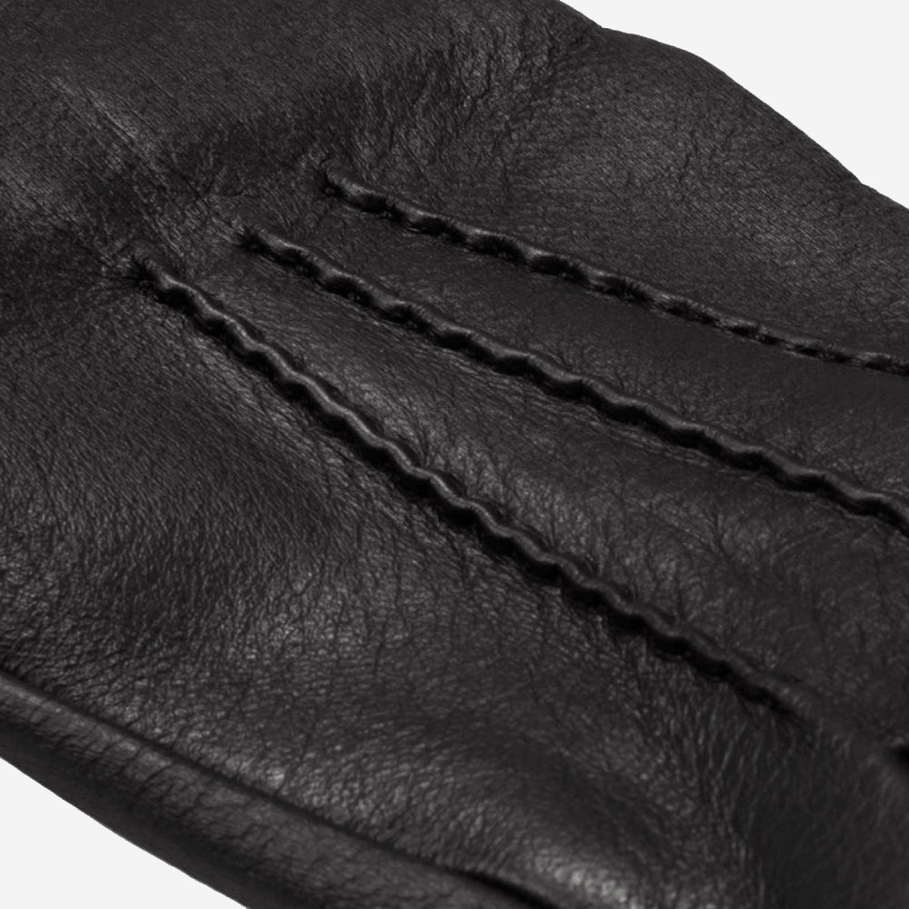 Lorenzo (black) - Italian gloves made of American deerskin leather with cashmere lining - Fratelli Orsini - Luxury Leather Gloves - Handmade in Italy - 4