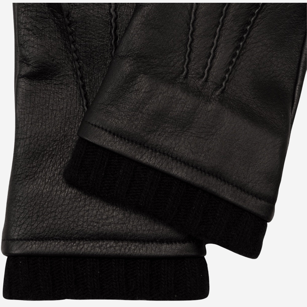 Lorenzo (black) - Italian gloves made of American deerskin leather with cashmere lining - Fratelli Orsini - Luxury Leather Gloves - Handmade in Italy - 2
