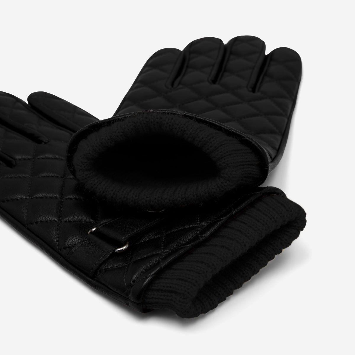 Luca (black) - Italian lambskin leather gloves with cashmere lining and checkered pattern - Fratelli Orsini - Luxury Leather Gloves - Handmade in Italy - 3
