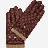 Luca (brown) - Italian lambskin leather gloves with cashmere lining and checkered pattern - Fratelli Orsini - Luxury Leather Gloves - Handmade in Italy - 1