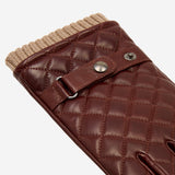 Luca (brown) - Italian lambskin leather gloves with cashmere lining and checkered pattern - Fratelli Orsini - Luxury Leather Gloves - Handmade in Italy - 3
