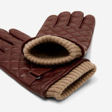 Luca (brown) - Italian lambskin leather gloves with cashmere lining and checkered pattern - Fratelli Orsini - Luxury Leather Gloves - Handmade in Italy - 4