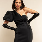 Lucia (black) - Italian unlined 12-button length leather opera gloves - Fratelli Orsini - Luxury Leather Gloves - Handmade in Italy - 6