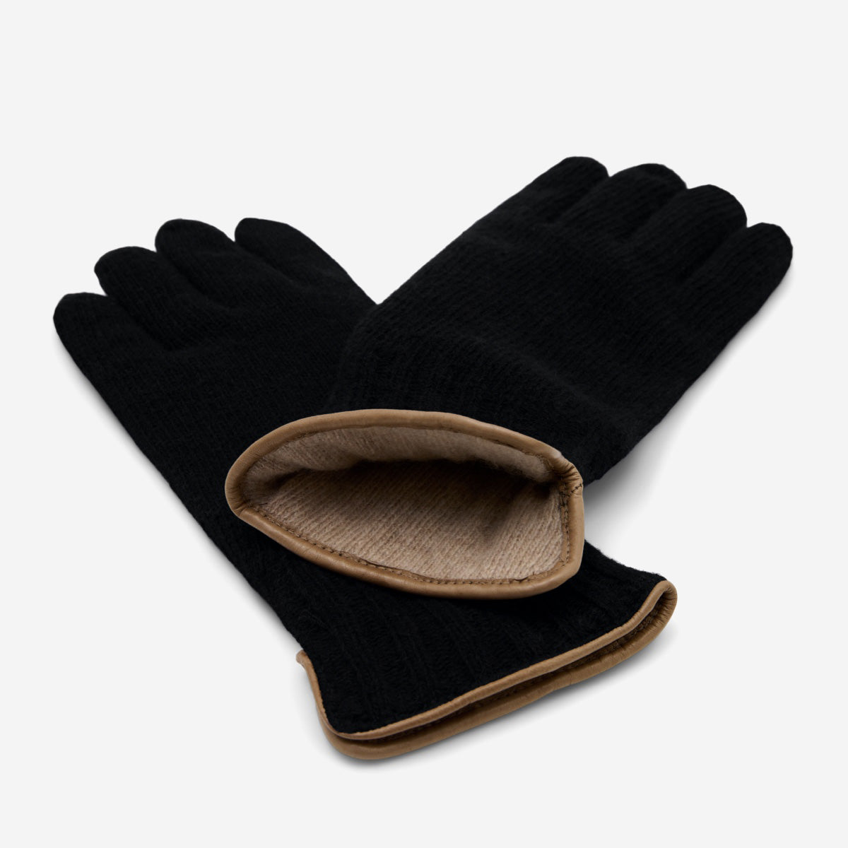 Luciano (black) - Handmade Italian knitted wool gloves with luxurious cashmere lining - Fratelli Orsini - Luxury Leather Gloves - Handmade in Italy - 2