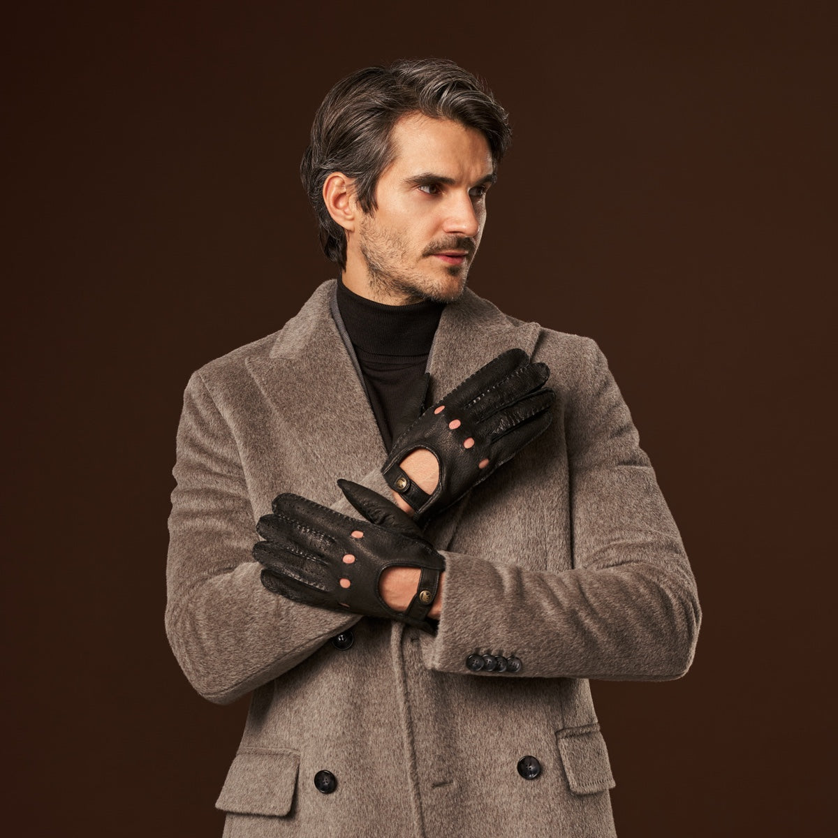 Marcello (black) – Luxurious Italian peccary driving gloves - Fratelli Orsini - Luxury Leather Gloves - Handmade in Italy - 4