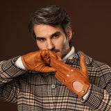 Marcello (brown) – Luxurious Italian peccary driving gloves - Fratelli Orsini - Luxury Leather Gloves - Handmade in Italy - 9