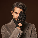 Marcello (black) – Luxurious Italian peccary driving gloves - Fratelli Orsini - Luxury Leather Gloves - Handmade in Italy - 9