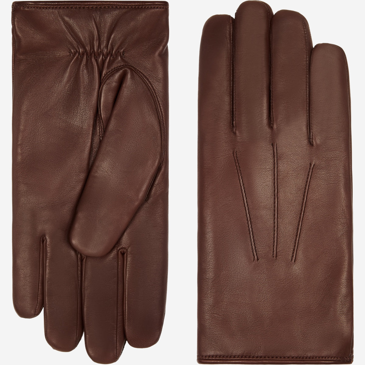 Marco (brown) - Italian lambskin leather gloves with brown rabbit fur lining - Fratelli Orsini - Luxury Leather Gloves - Handmade in Italy - 2
