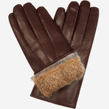 Marco (brown) - Italian lambskin leather gloves with brown rabbit fur lining - Fratelli Orsini - Luxury Leather Gloves - Handmade in Italy - 1