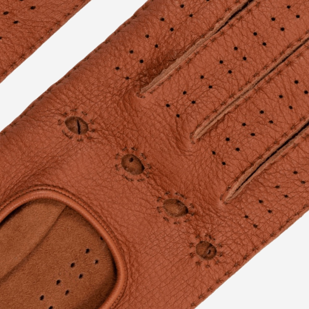Maria (brown) - Italian driving gloves made of American deerskin leather - Fratelli Orsini - Luxury Driving Gloves - Handmade in Italy - 2