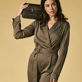 Mirella (dark brown) - Italian calf leather women's crossbody bag (with shoulder strap)