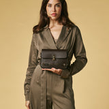 Mirella (dark brown) - Italian calf leather women's crossbody bag (with shoulder strap)