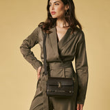 Mirella (dark brown) - Italian calf leather women's crossbody bag (with shoulder strap)