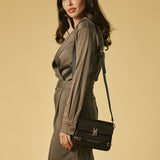 Mirella (dark brown) - Italian calf leather women's crossbody bag (with shoulder strap)