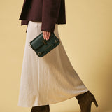 Mirella (green) - Italian calf leather women's crossbody bag (with shoulder strap)