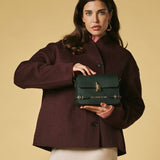 Mirella (green) - Italian calf leather women's crossbody bag (with shoulder strap)