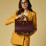 Oriana (eggplant) - Italian calf leather women's handbag (with shoulder strap)