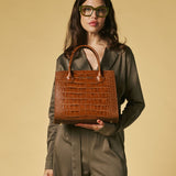 Patrizia (brown) - Italian calf leather womens handbag (with shoulder strap)
