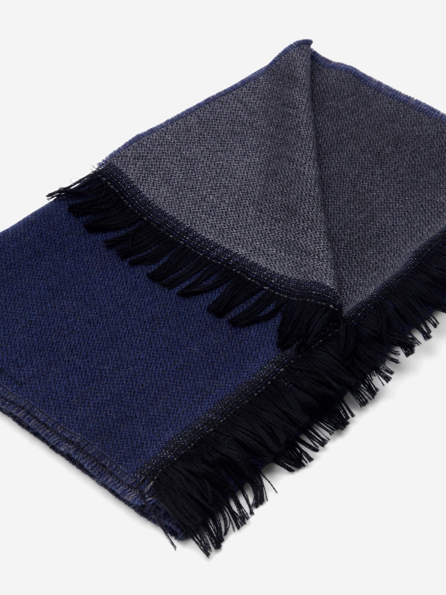 Romeo (blue/grey) - warm and soft scarf from 100% wool - Fratelli Orsini - Luxury Wool Scarf - Handmade in Italy - 4