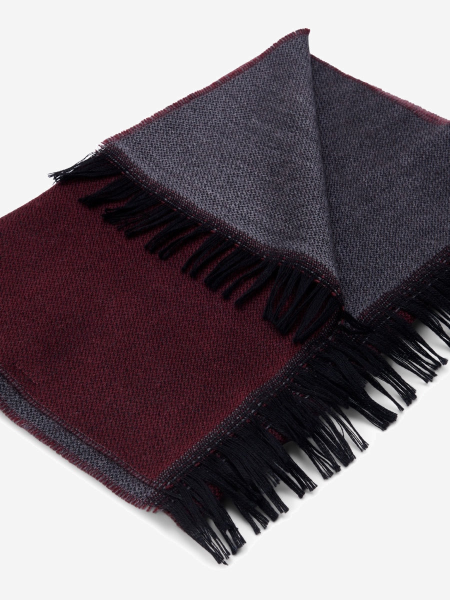 Romeo (red/grey) - warm and soft scarf from 100% wool - Fratelli Orsini - Luxury Wool Scarf - Handmade in Italy - 4
