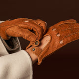 Raffaella (brown) – Luxurious Italian peccary driving gloves - Fratelli Orsini - Luxury Leather Gloves - Handmade in Italy - 7