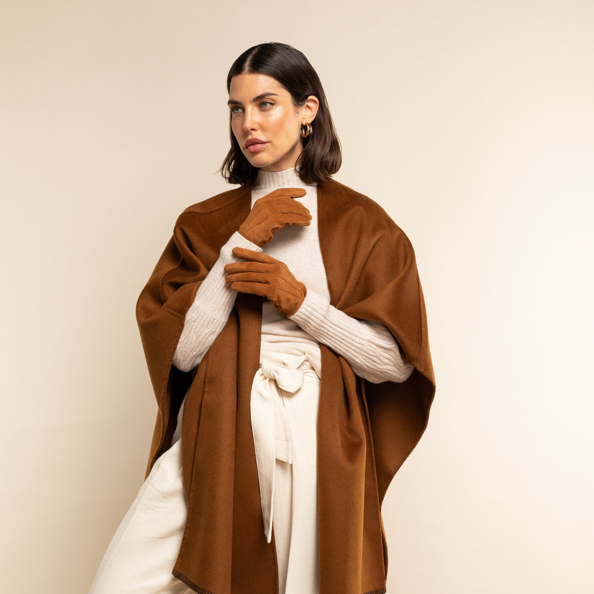Silvia (cognac) - suede leather gloves with luxurious cashmere lining - Fratelli Orsini - Luxury Leather Gloves - Handmade in Italy - 10