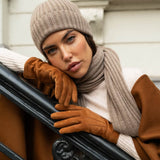 Silvia (cognac) - suede leather gloves with luxurious cashmere lining - Fratelli Orsini - Luxury Leather Gloves - Handmade in Italy - 9