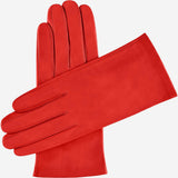 Sofia (red) - Italian lambskin leather gloves with silk lining - Fratelli Orsini - Luxury Leather Gloves - Handmade in Italy - 1