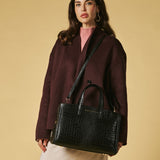 Valentina (black) - Italian calf leather women's handbag (with shoulder strap)