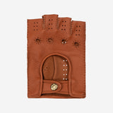 Vincenzo (brown): fingerless Italian driving gloves made of American deerskin leather - Fratelli Orsini - Luxury Driving Gloves - Handmade in Italy - 2