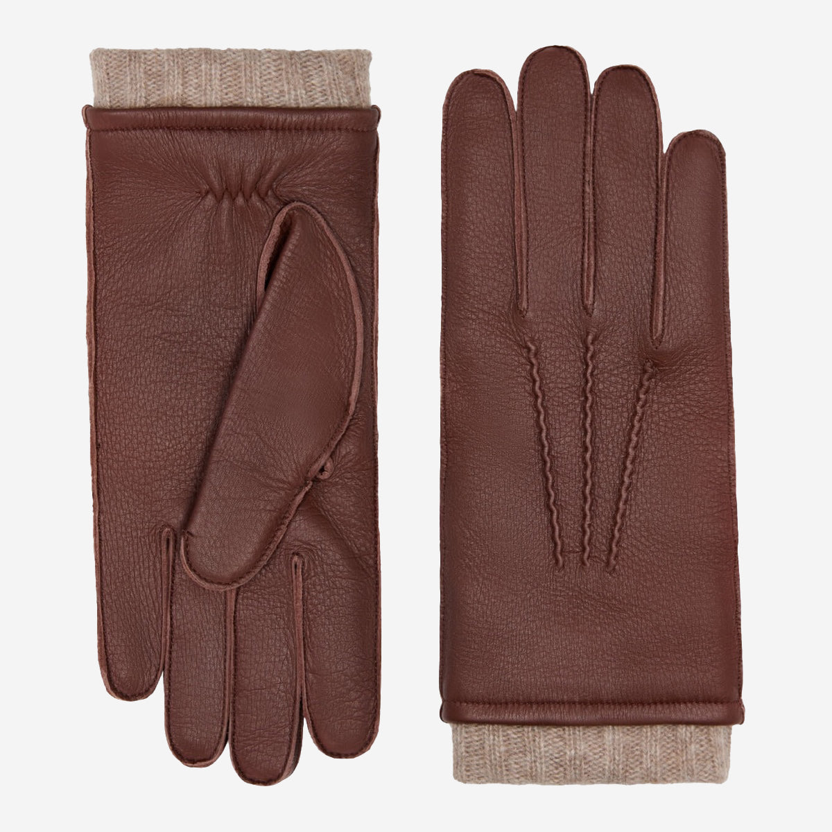 Black Deerskin Leather Gloves - Cashmere Lined