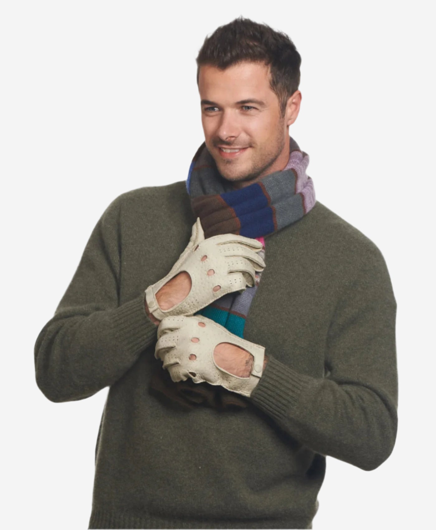 CA3335 (alabaster) - Handsewn Italian Peccary Men's Driving Gloves - Leather Gloves Online - Luxury Leather Gloves - 2