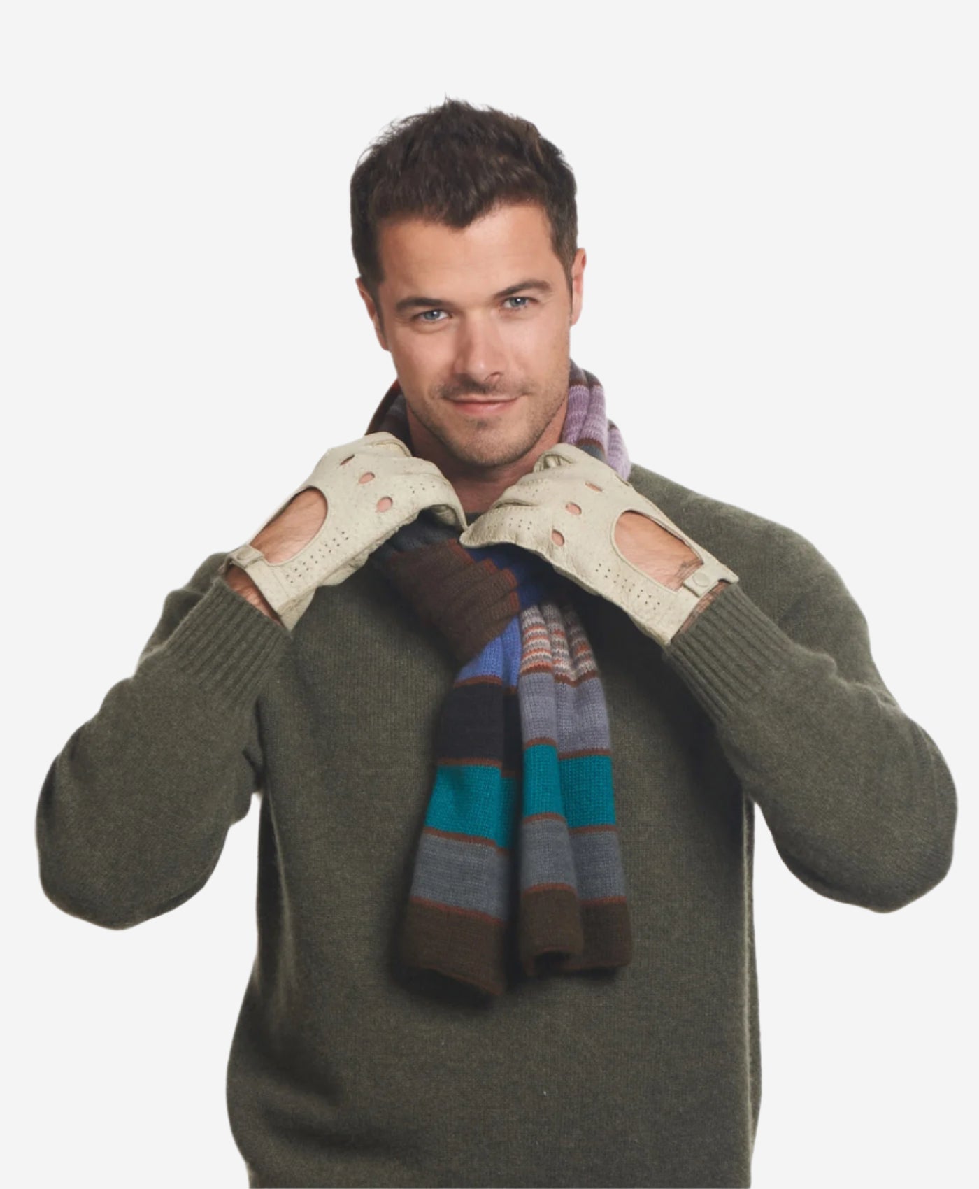 CA3335 (alabaster) - Handsewn Italian Peccary Men's Driving Gloves - Leather Gloves Online - Luxury Leather Gloves - 3