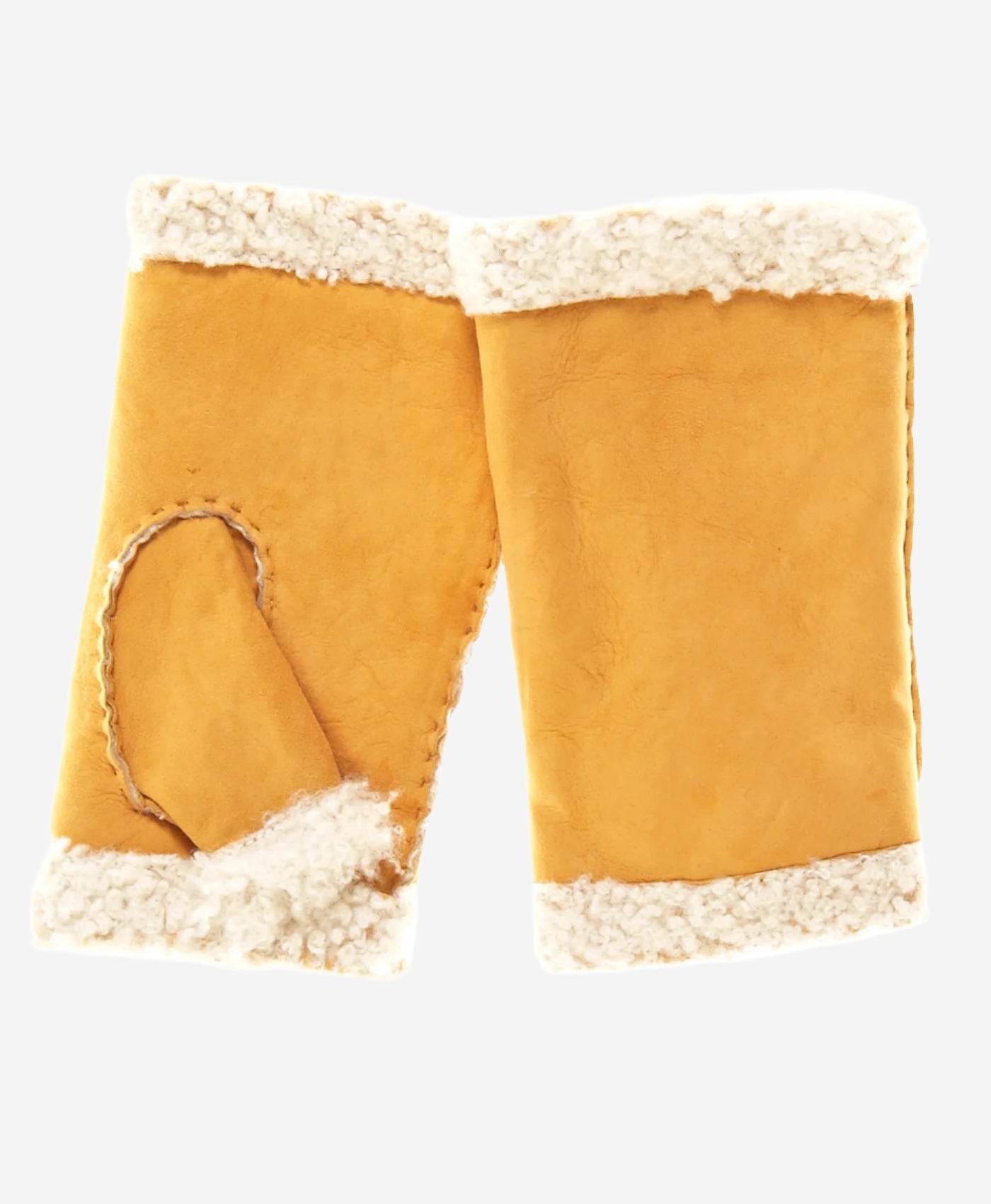 CA4163 (sunshine) - Women's Italian Lamb Shearling Fingerless Gloves - Leather Gloves Online - Luxury Leather Gloves - 1