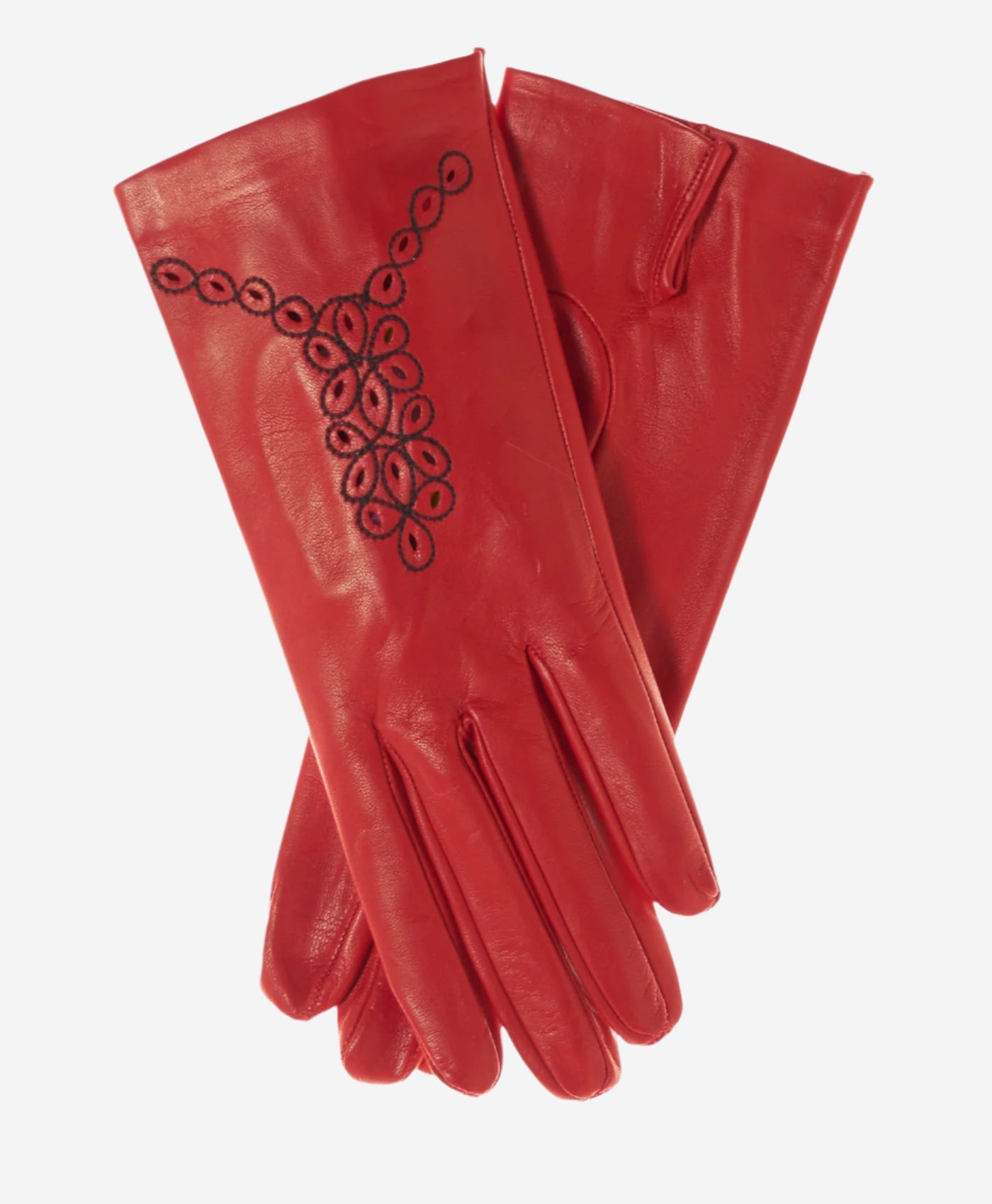 CA4539 (red) - Women's Unlined Dress Leather Gloves with "Lace-work" Design - Leather Gloves Online - Luxury Leather Gloves - 1