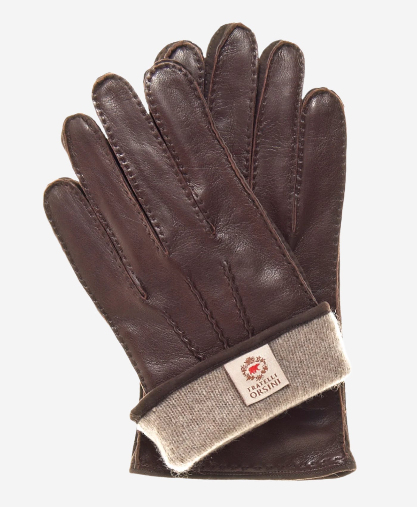 CC3104 (brown) - Men's Handsewn Cashmere Lined Leather Gloves - Leather Gloves Online - Luxury Leather Gloves - 2
