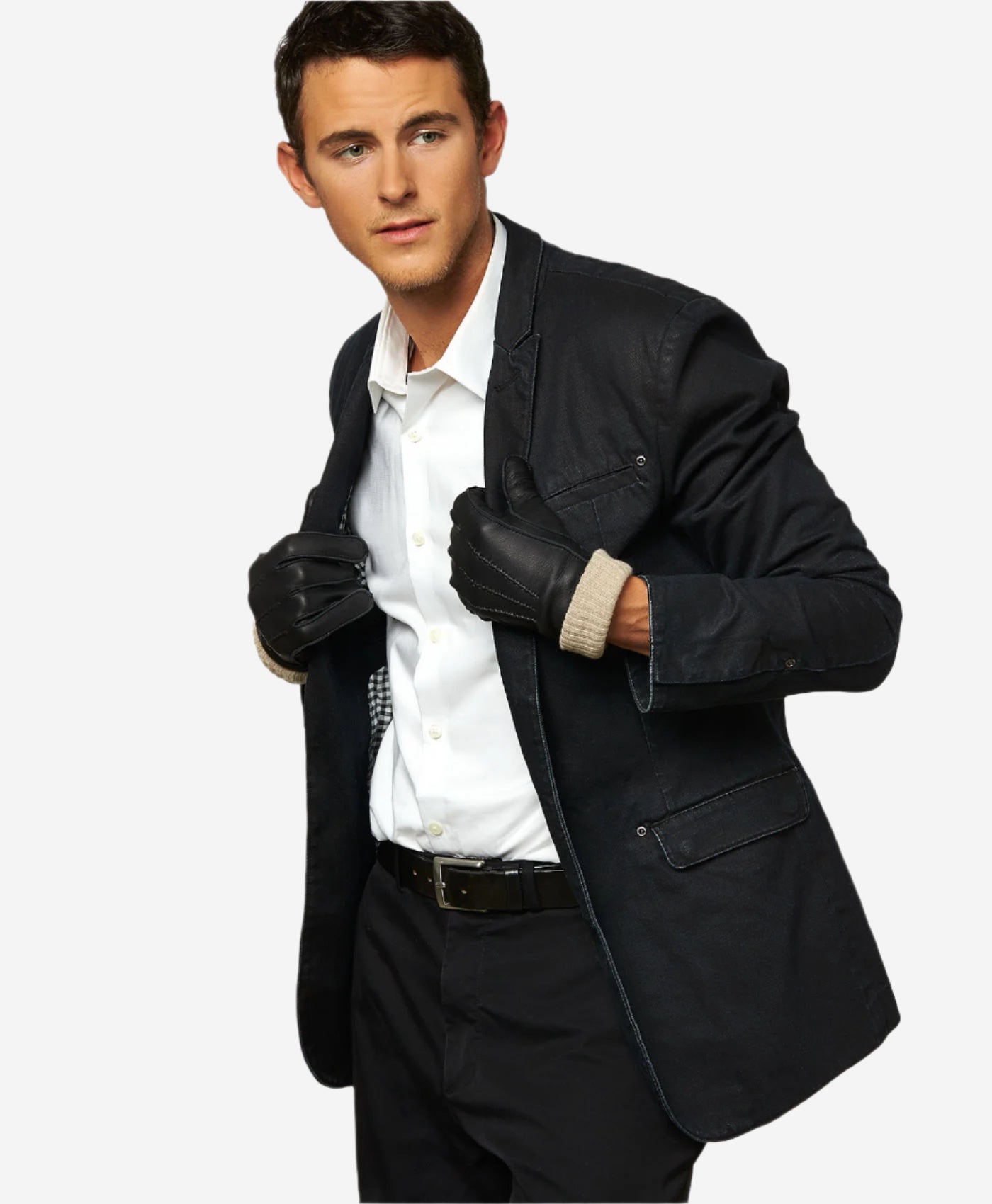 CC3115 (black) - Men's Italian Deerskin Leather Gloves with Cashmere Lining - Leather Gloves Online - Luxury Leather Gloves - 3