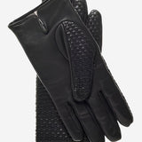 CC3339 (black) - Men's Woven Leather Gloves With Cashmere Lining - Leather Gloves Online - Luxury Leather Gloves - 2