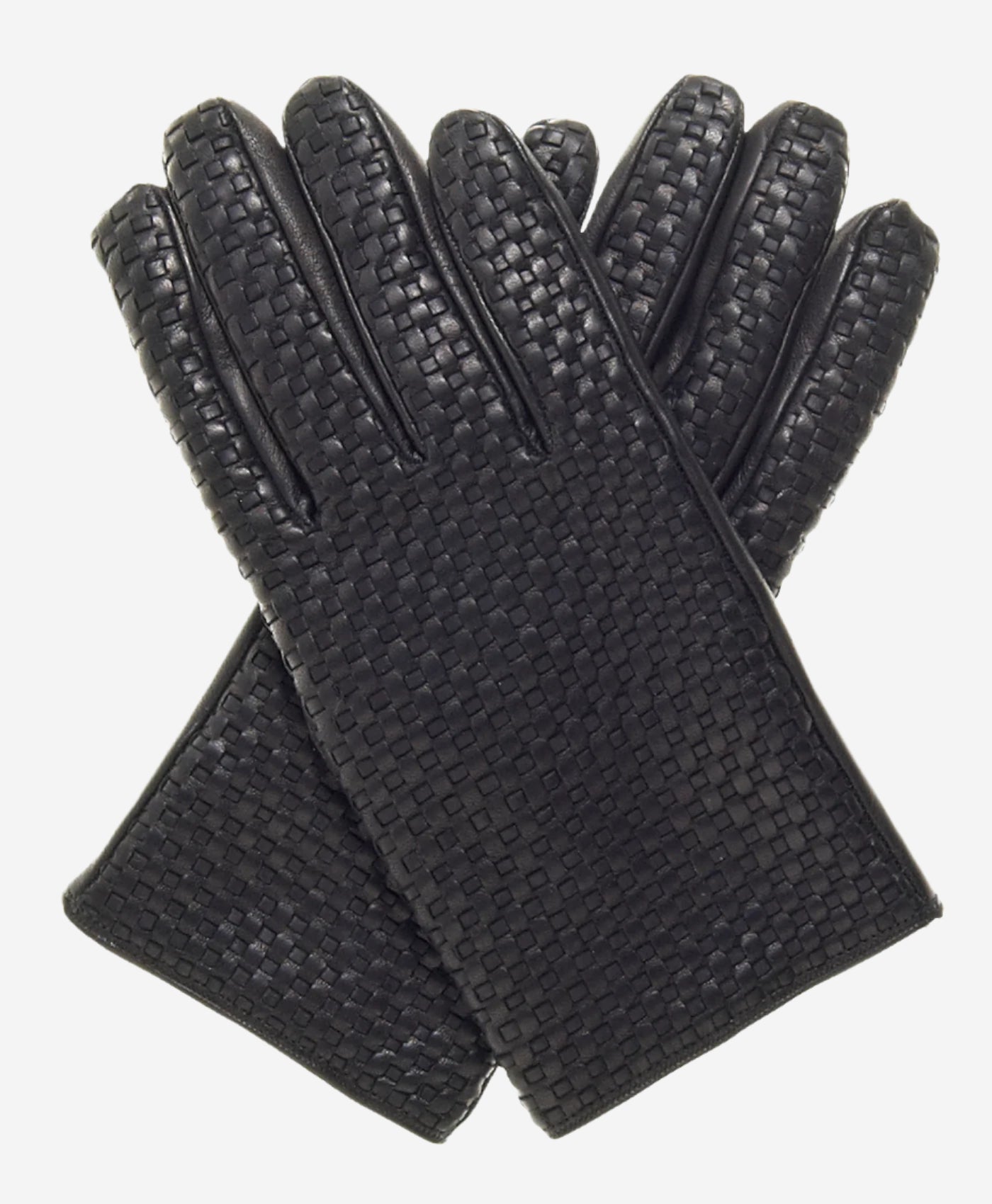 CC3339 (black) - Men's Woven Leather Gloves With Cashmere Lining - Leather Gloves Online - Luxury Leather Gloves - 1