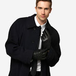 CC3339 (black) - Men's Woven Leather Gloves With Cashmere Lining - Leather Gloves Online - Luxury Leather Gloves - 3
